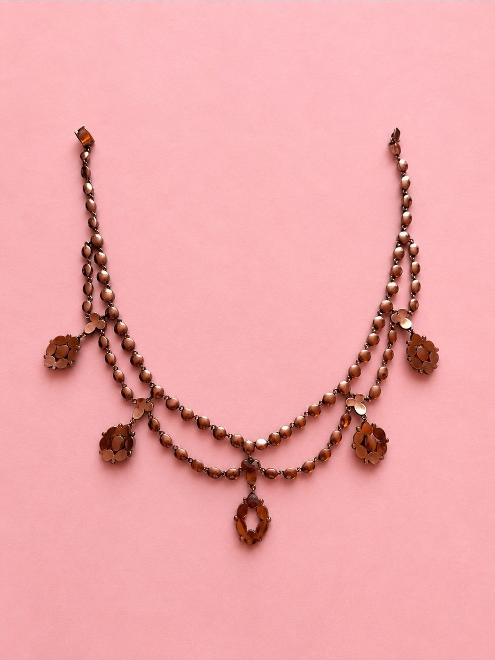 Vintage 10K Gold and Garnet Bezel Set Necklace - Picture 7 of 7